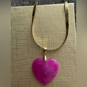 Rare pink jade heart adjustable necklaces. 12in to 15in chocker style